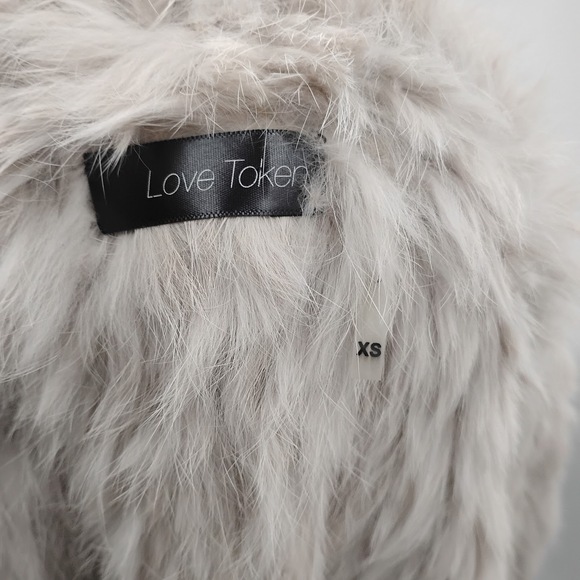 Love Token Genuine Rabbit Fur Vest Jacket Open Front Tan Size XS - Picture 4 of 5